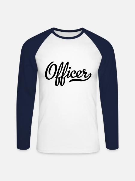 Officer - Unisex Long Sleeve Baseball T-Shirt - white/navy