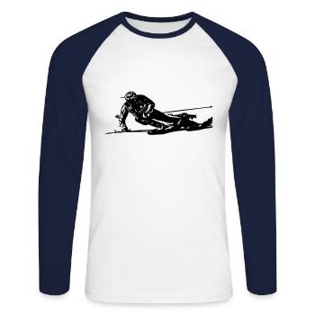 Skier 3 - Unisex Long Sleeve Baseball T-Shirt - white/navy - Front - Nik (191cm)