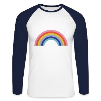 Regenbogen - Unisex Baseballshirt langarm - Weiß/Navy - Vorne - Nik (191cm)