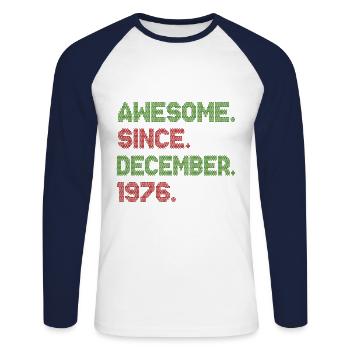 Génial depuis décembre Noël Ave 1976 - T-shirt baseball manches longues Homme - blanc/marine - Devant - Nik (191cm)
