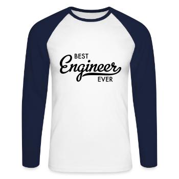 engineer - Unisex Long Sleeve Baseball T-Shirt - white/navy - Front - Nik (191cm)
