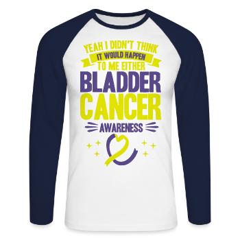 Combattant le cancer de la vessie Conscience du cancer de la vessie - T-shirt baseball manches longues Homme - blanc/marine - Devant - Nik (191cm)