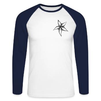 sketch flower art | original by. MMJ49 - Unisex Long Sleeve Baseball T-Shirt - white/navy - Front - Nik (191cm)