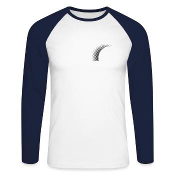 Graphique vectoriel pointillé demi-cercle - T-shirt baseball manches longues Homme - blanc/marine - Devant - Nik (191cm)