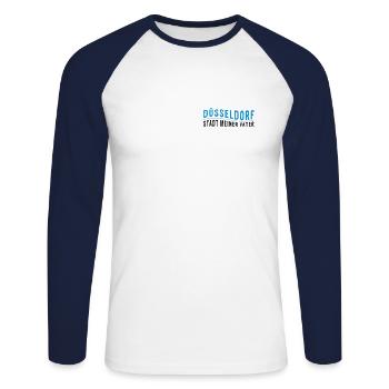 Dusseldorf STADT MEINER VÄTER (Vektorgrafik) - Unisex Baseballshirt langarm - Weiß/Navy - Vorne - Nik (191cm)