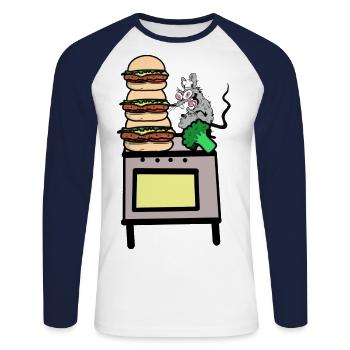 Koch Köche Köchih kochen Kochkunst Gastgeber - Unisex Baseballshirt langarm - Weiß/Navy - Vorne - Nik (191cm)