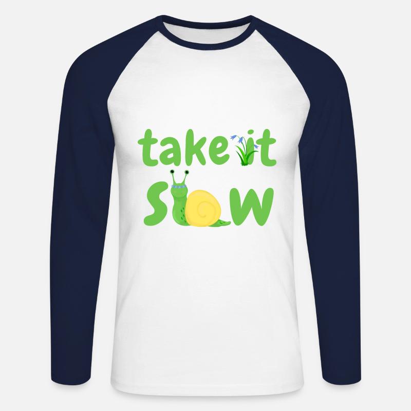 take it slow - Unisex Baseballshirt langarm - Weiß/Navy