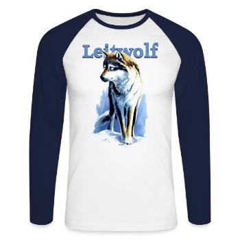 Leitwolf2 - Unisex Baseballshirt langarm - Weiß/Navy - Vorne - Nik (191cm)