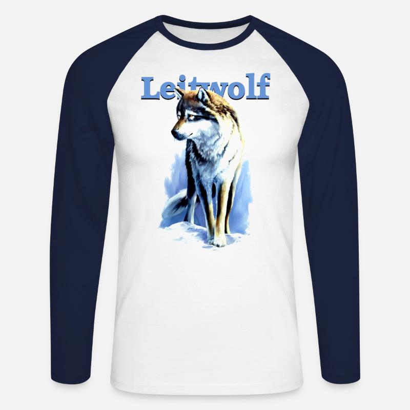 Leitwolf2 - Unisex Baseballshirt langarm - Weiß/Navy