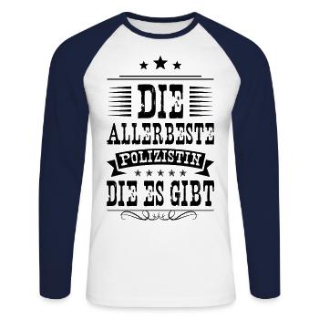 Allerbeste Polizistin - Unisex Baseballshirt langarm - Weiß/Navy - Vorne - Nik (191cm)