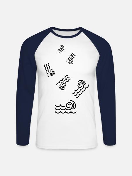 Wave icon icon - Unisex Long Sleeve Baseball T-Shirt - white/navy