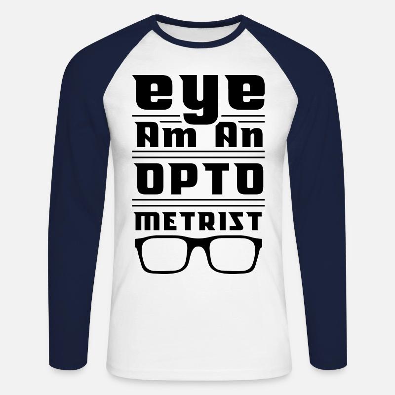 Optiker Optometrist Optometrie Optik Augenoptiker - Unisex Baseballshirt langarm - Weiß/Navy