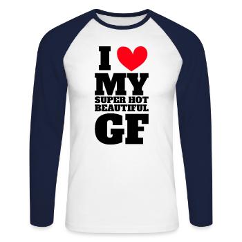Ich Liebe Meine Freundin Paare Freund Geschenkidee - Unisex Baseballshirt langarm - Weiß/Navy - Vorne - Nik (191cm)