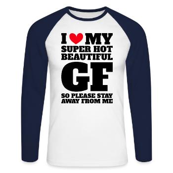 Ich Liebe Meine Freundin Paare Freund Geschenkidee - Unisex Baseballshirt langarm - Weiß/Navy - Vorne - Nik (191cm)