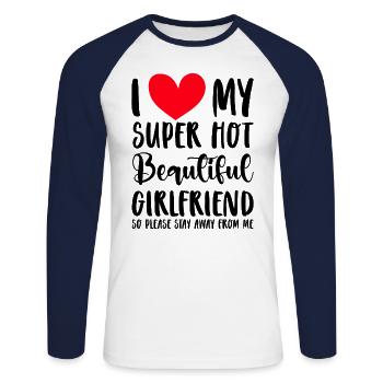 Ich Liebe Meine Freundin Paare Freund Geschenkidee - Unisex Baseballshirt langarm - Weiß/Navy - Vorne - Nik (191cm)