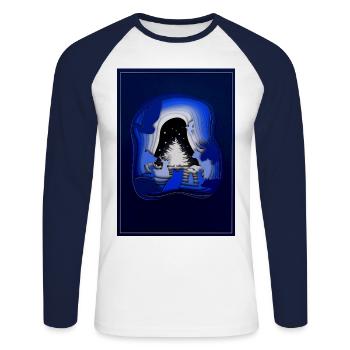 Forest Christmas in silhouette style - Unisex Long Sleeve Baseball T-Shirt - white/navy - Front - Nik (191cm)