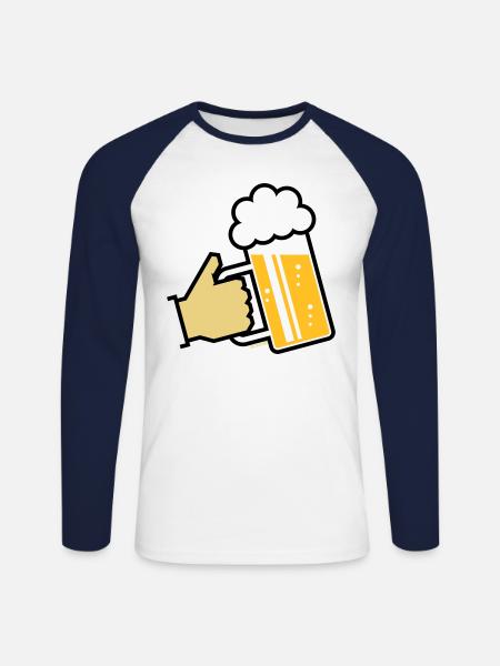XBayerischer Gruß (L3) - Unisex Baseballshirt langarm - Weiß/Navy