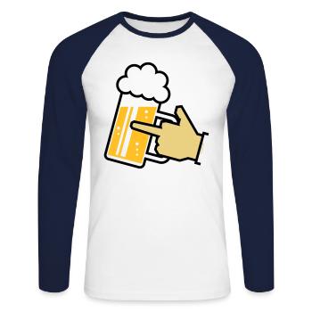 XFinger Icon (R3) - Unisex Long Sleeve Baseball T-Shirt - white/navy - Front - Nik (191cm)