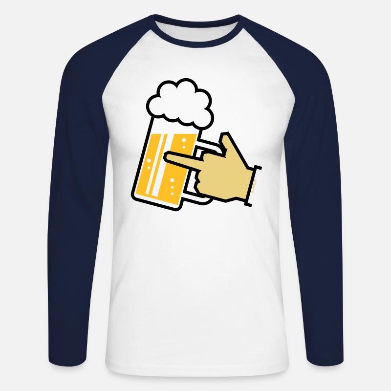 XFinger Icon (R3) - Unisex Baseballshirt langarm - Weiß/Navy