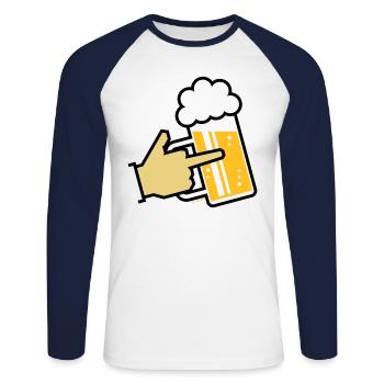 XFinger Symbol L3 - Unisex Baseballshirt langarm - Weiß/Navy - Vorne - Nik (191cm)