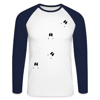sanglier sanglier sentier sanglier Forêt Forêt - T-shirt baseball manches longues Homme - blanc/marine - Devant - Nik (191cm)