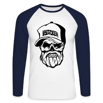 Aberdeen - Unisex Baseballshirt langarm - Weiß/Navy - Vorne - Nik (191cm)