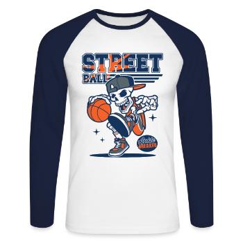 Streetball Basket-ball Joueurs de basket-ball - T-shirt baseball manches longues Homme - blanc/marine - Devant - Nik (191cm)