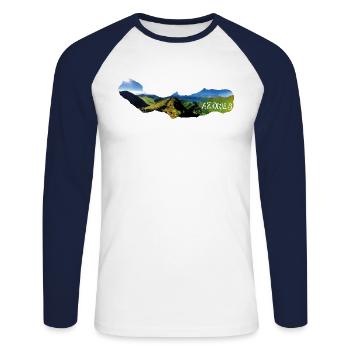 Açores Boca do Inferno Açores Portugal vues - T-shirt baseball manches longues Homme - blanc/marine - Devant - Nik (191cm)