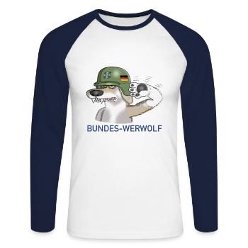Bundes Werwolf - Unisex Baseballshirt langarm - Weiß/Navy - Vorne - Nik (191cm)