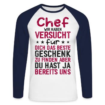 We Have Tried The Best Gift - Unisex Long Sleeve Baseball T-Shirt - white/navy - Front - Nik (191cm)