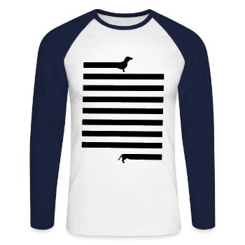 Daaaaaa dog, Dachshund, dog, dogs - Unisex Long Sleeve Baseball T-Shirt - white/navy - Front - Nik (191cm)