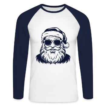 Santa Claus Cool Santa - Unisex Long Sleeve Baseball T-Shirt - white/navy - Front - Nik (191cm)