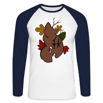 Autumn Japanese - fox - Unisex Long Sleeve Baseball T-Shirt - white/navy - Front - Nik (191cm)