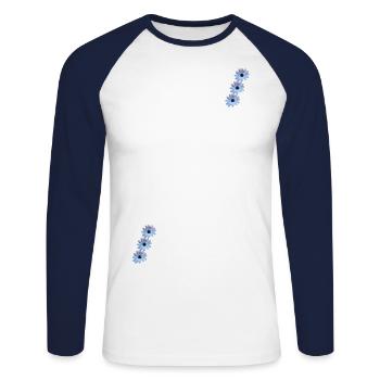 Margeriten 6fach - Unisex Baseballshirt langarm - Weiß/Navy - Vorne - Nik (191cm)