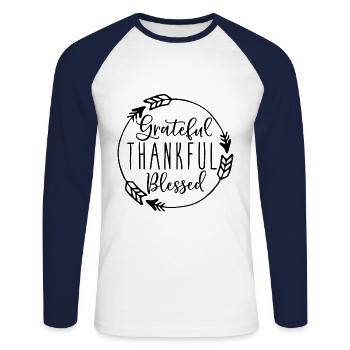 Thanksgiving Food Turkey Thanksgiving Day Harvest - Unisex Long Sleeve Baseball T-Shirt - white/navy - Front - Nik (191cm)