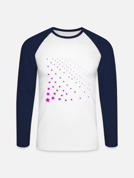 Pink Stars Pink Gift Idea - Unisex Long Sleeve Baseball T-Shirt - white/navy
