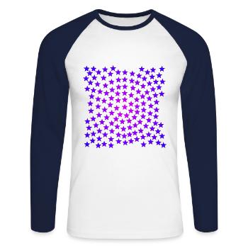 Sterne rosa lila violett pink Geschenkidee - Unisex Baseballshirt langarm - Weiß/Navy - Vorne - Nik (191cm)