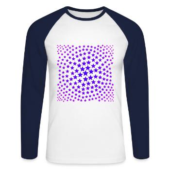 Sterne rosa lila Geschenkidee violett pink - Unisex Baseballshirt langarm - Weiß/Navy - Vorne - Nik (191cm)