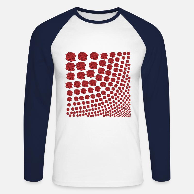 Rosen rot Geschenkidee - Unisex Baseballshirt langarm - Weiß/Navy