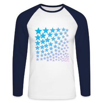 Stars turquoise light blue pink pink gift idea - Unisex Long Sleeve Baseball T-Shirt - white/navy - Front - Nik (191cm)