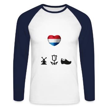 Niederlande lustig Geschenkidee Holland Therapie - Unisex Baseballshirt langarm - Weiß/Navy - Vorne - Nik (191cm)