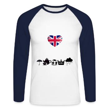 Idée cadeau amusante au Royaume-Uni Angleterre Union Jack - T-shirt baseball manches longues Homme - blanc/marine - Devant - Nik (191cm)