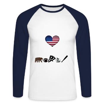 USA Therapie lustig witzig Geschenkidee Amerika - Unisex Baseballshirt langarm - Weiß/Navy - Vorne - Nik (191cm)