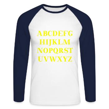 ABC Alphabet Geschenkidee - Unisex Baseballshirt langarm - Weiß/Navy - Vorne - Nik (191cm)