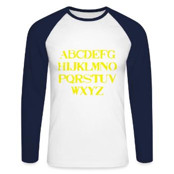 ABC Geschenkidee Alphabet Grundschule Kinder gelb - Unisex Baseballshirt langarm - Weiß/Navy - Vorne - Nik (191cm)