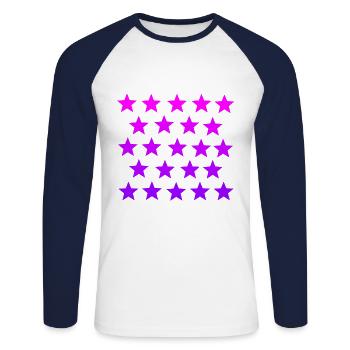 Sterne pink rosa violett lila Geschenkidee - Unisex Baseballshirt langarm - Weiß/Navy - Vorne - Nik (191cm)