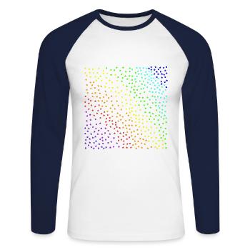 Sterne bunt Sternenhimmel Regenbogen Geschenkidee - Unisex Baseballshirt langarm - Weiß/Navy - Vorne - Nik (191cm)