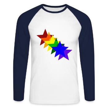 Colorful stars rainbow gift idea - Unisex Long Sleeve Baseball T-Shirt - white/navy - Front - Nik (191cm)