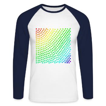 Stern Sterne Regenbogen bunt Geschenkidee - Unisex Baseballshirt langarm - Weiß/Navy - Vorne - Nik (191cm)