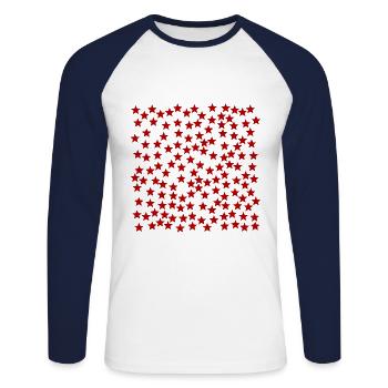 Sterne rot Geschenkidee - Unisex Baseballshirt langarm - Weiß/Navy - Vorne - Nik (191cm)